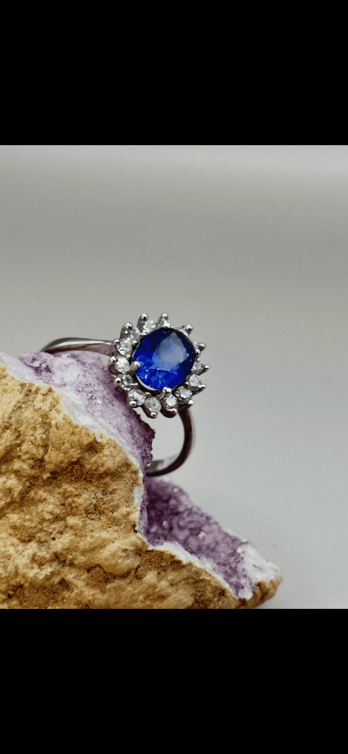 Sapphire And Diamond Cluster Ring