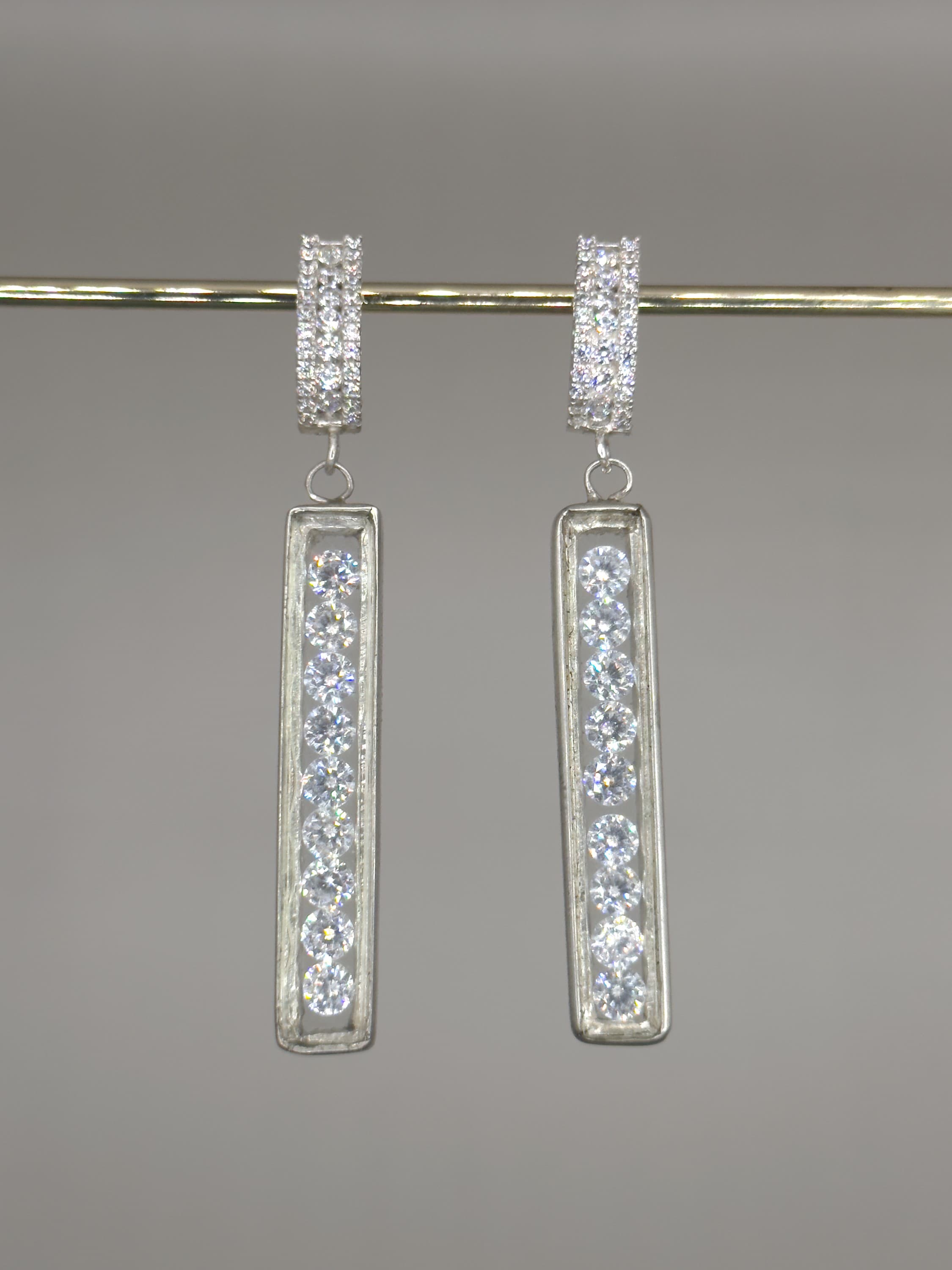 Drop Hoop Glass Box Earrings
