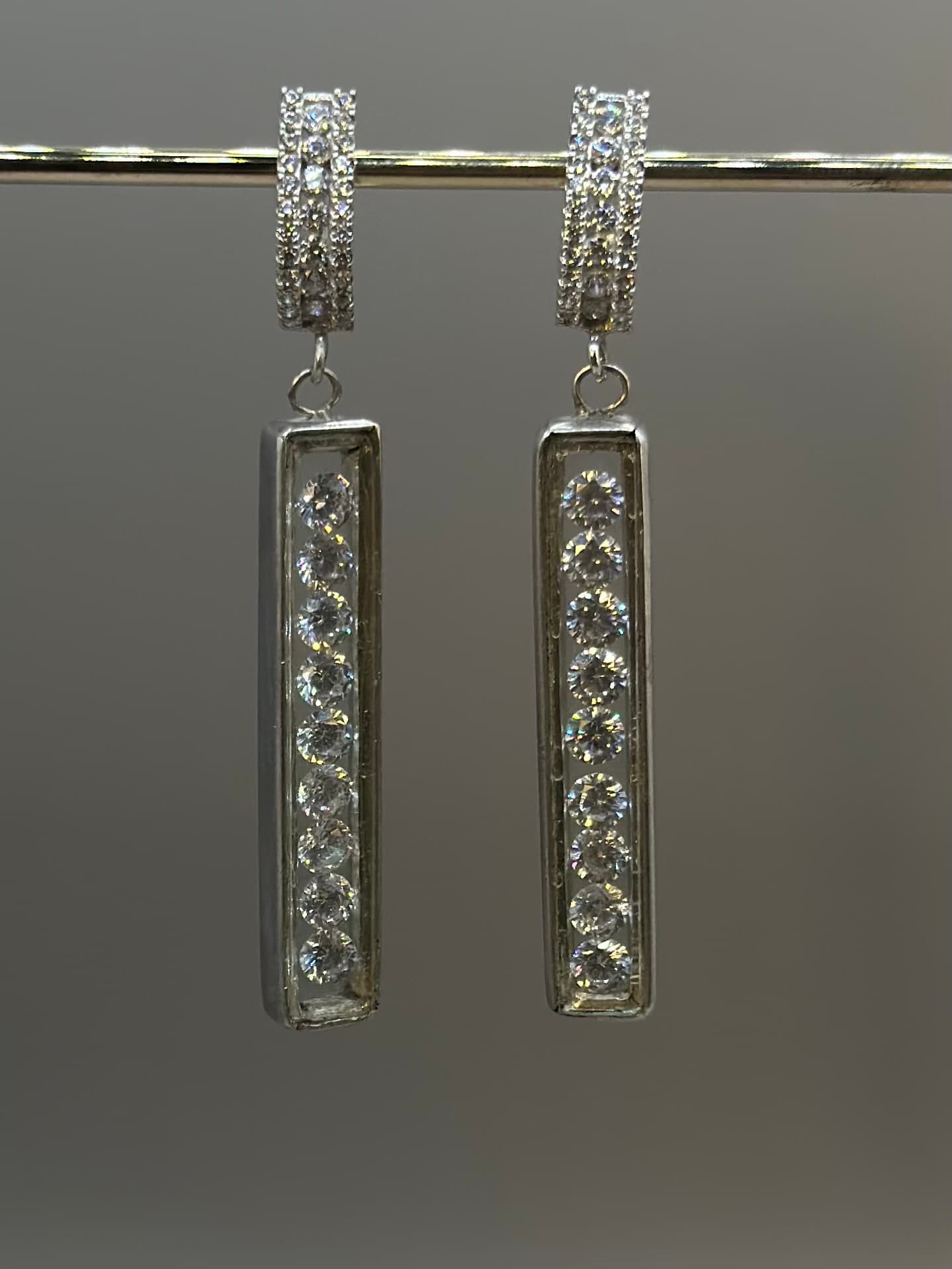 Drop Hoop Glass Box Earrings